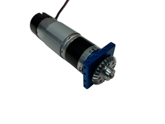 A small electric motor with a blue and black wire

Description automatically generated