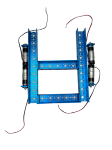 A blue metal frame with wires

Description automatically generated