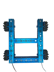 A blue square with black wheels

Description automatically generated