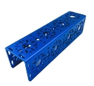 A blue metal beam with holes

Description automatically generated