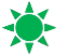 A green sun with many pointed pointsDescription automatically generated